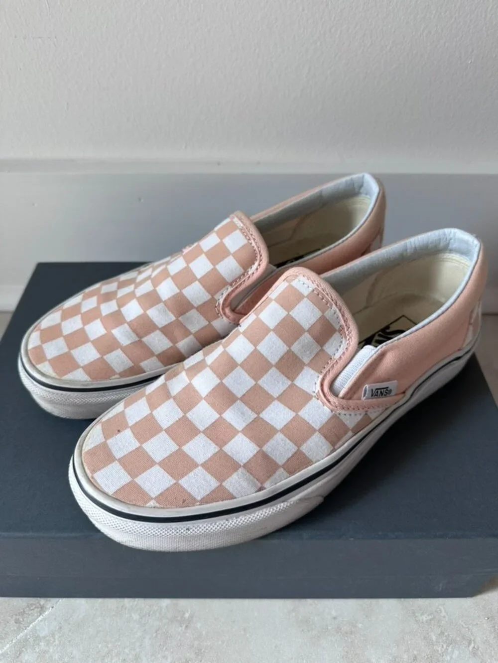Vans Classic Slip-On Checkerboard Peach Womens